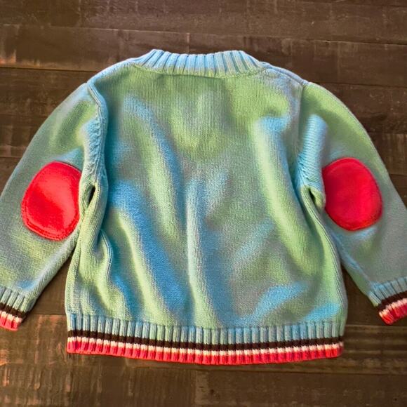 Hanna Andersson Blue Argyle Stripe Sweater, Elbow Patches Size 90 (3T) - Picture 6 of 6